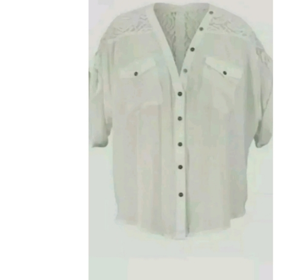 Final $4 Monroe & Main "Lace Back Blouse" Sz. M Ivory - Picture 1 of 5